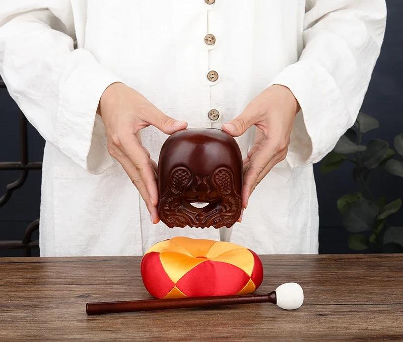 

Цельные деревянные рыбные ударные инструменты храмовые жертвоприношения буддийские храмовые принадлежности настольное украшение для дома молитесь о благоприятности 8.5x7.5x7cm