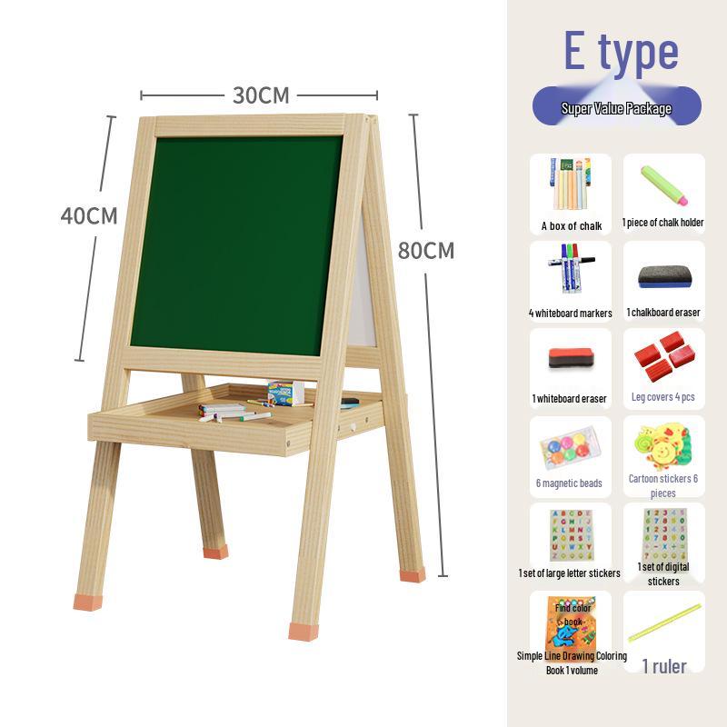 Solid Wood Children's Erasable Chalkboard Easel for Writing & Drawing
