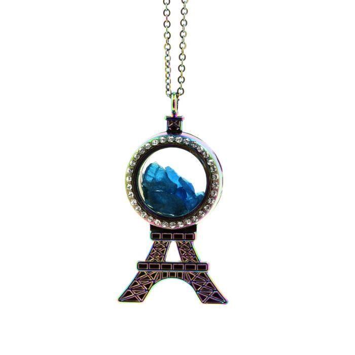 Collier Apatite bleu neon brut - ABIJOUX - Modèle France - Acier inoxydable - Pierre brute naturelle - Cristal