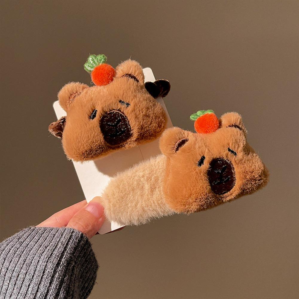 Flocking Capybara Hair Ring Funny Barrettes Hair Accessories Plush Claw Clip  Party