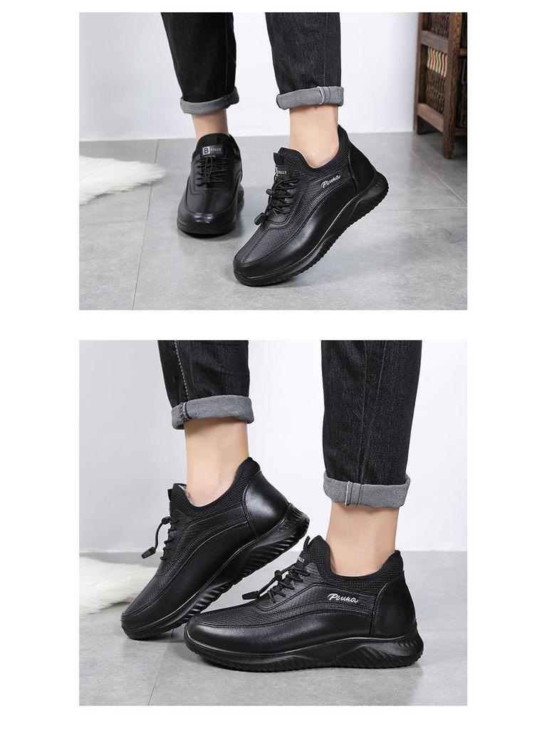 Men's Old Beijing Velvet Lined Winter Shoes - Soft Sole, Warm, Ideal for Middle-Aged & Elderly Walking