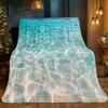 1pc Tropical Ocean Waves Throw Blanket - Turquoise & Sandy Beach Design, Lightweight Flannel All-Season Soft Warm Blanket for Co