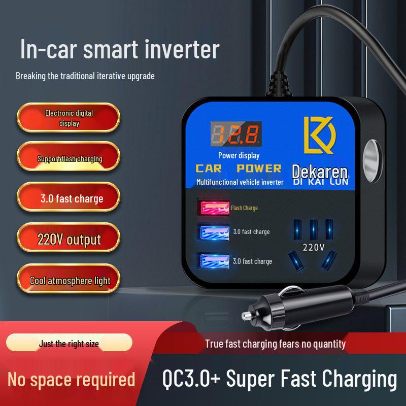 Truck & Car Power Inverter: 12V/24V To 220V Multi-Function Charger Adapter