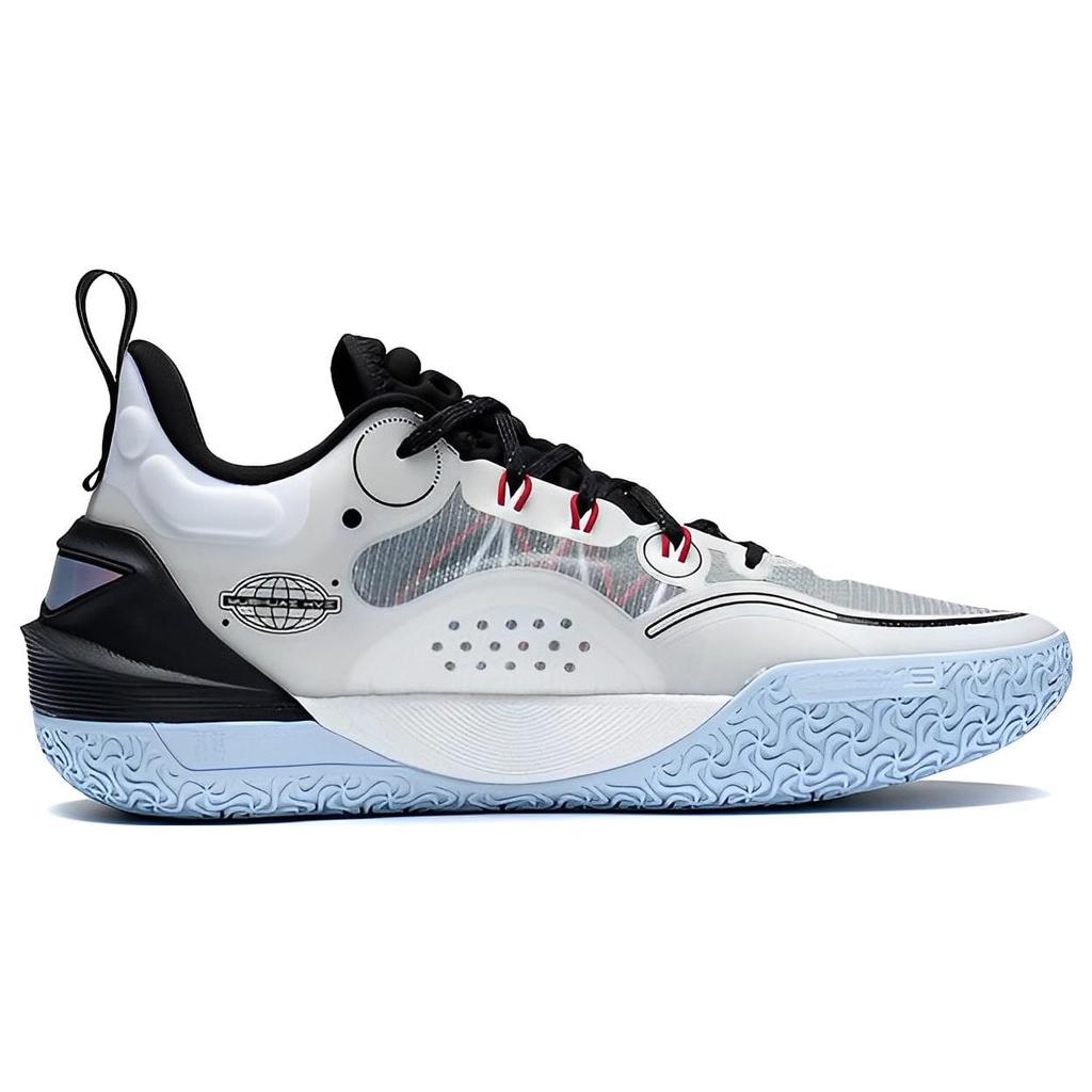 Li Ning YuShuai 16 V2 Demping Slipvast Slijtvast Lage top Basketbalschoenen Heren Wit Zwart ABAT003-1
