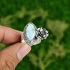 Wedding Gift For Her 925 Silver Natural Larimar Multi Stone Flower Ring Size 8