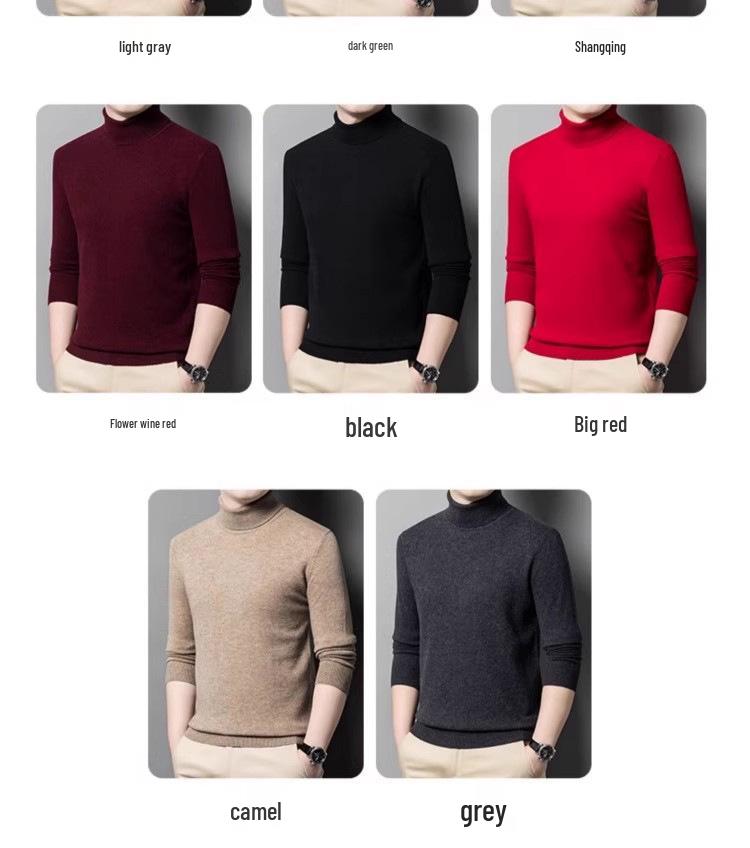 Hengyuanxiang Men's 100% Pure Wool Pullover, Round Neck, Thickened Winter Sweater for Middle-Aged Dads.