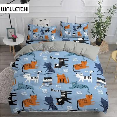 3D Print Cartoon Cute Cats Bedding Set,Duvet Cover Comforter Bed Set Quilt Cover Pillowcase,King Queen Twin Size Boys Girls