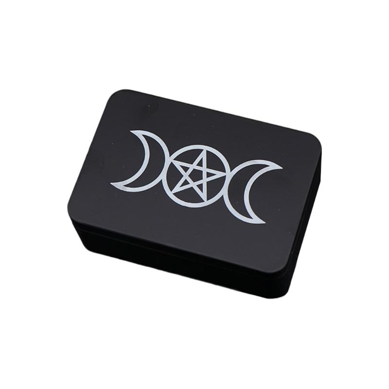 Game Card Box Astrology Trinkets Box Metal Card Storage Case Container for Fortune Telling, Witches