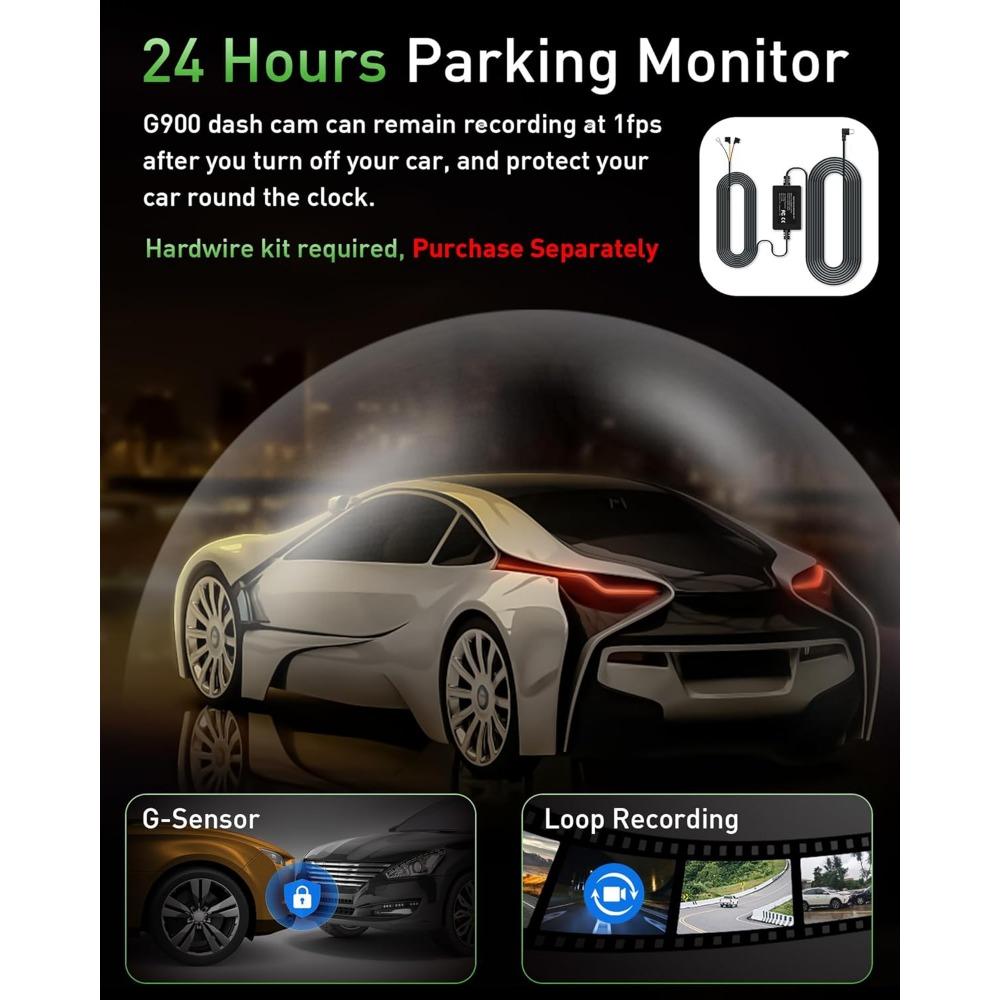 Dash Cam Front and Rear,4K+1080P WiFi Dual Dash Camera for Cars with App, 3 IPS Dashboard Camera Recorder,Night Vision,24H/7 Par