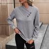 Women's Casual Elegant Asymmetrical Neck Sweater Solid Color Fall Winter Top for Casual Comfortable Pullover