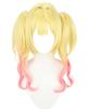 Sara Hoshikawa Cosplay Wig, Yellow and Pink, Heat-Resistant, with Two Buns, Perfect for Halloween Costumes and Photoshoots