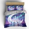 Dreamlike Castle Floating On Crescent Moon Duvet Cover Set With 3D Printing Design Soft Polyester Bedding Set All-Season Comfort