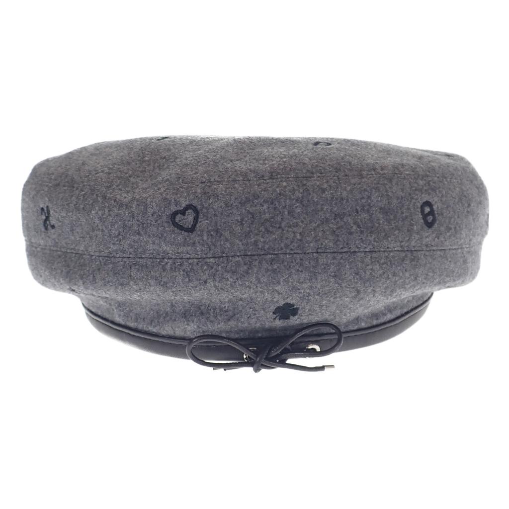 HERMES  H212010N_GF58 58  beret CHARBON/gray cashmere/leather Women