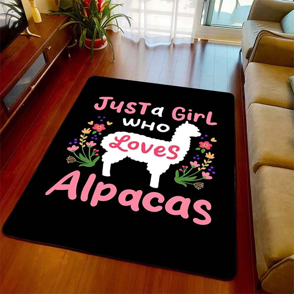 Alpaca 3D Printing Carpet Animal Decoration Rug Mat Funny Birthday for Friend Living Room Bedroom Kids Room Rugs Mat Home Decor