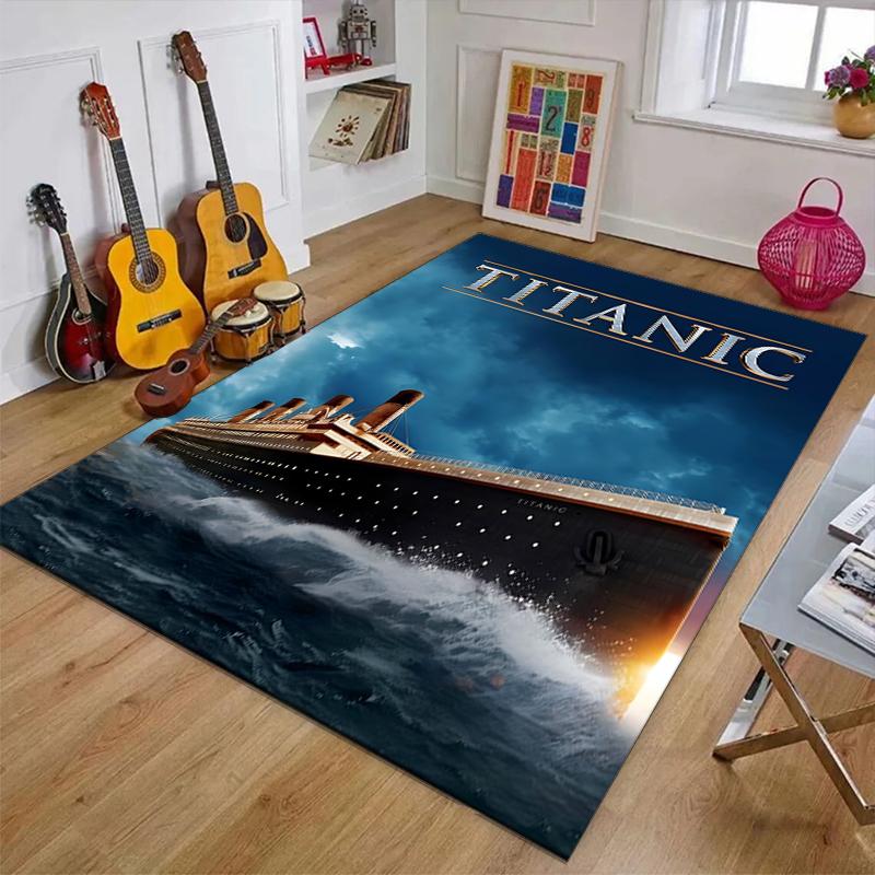 Titanic Polyester Tapijt, Zacht Binnentapijt voor Kantoorstoel, Woonkamer, Computerbureau - Decoratief Huiswerkplek Tapijt Ontwerp
