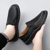 Men Brown Slip on Moccasins Hiking Shoes Black Flats Driving Shoes Blue Handmade Casual Wide Head Shoes Plus Size