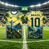 Maglia Brasile Stampa Bandiera Maglia Uomo Donna Grafica Gesù Stampa 3D T-shirt Calcio Asciugatura Rapida Maglia Brasiliana Selezione 2026 Top