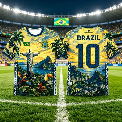 Brazil Shirt Flag Printed Jersey Men Women Jesus Graphic 3D Print Football T-shirt Quick Dry Brazilian Shirt Selection 2026 Top