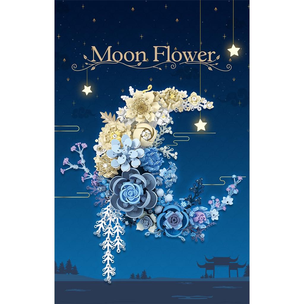 Creative Expert Eternal Moon Flowers Building Blocks Home Decoration Wall Hanging Rose Bouquet DIY Bricks Girls Valentine Gifts