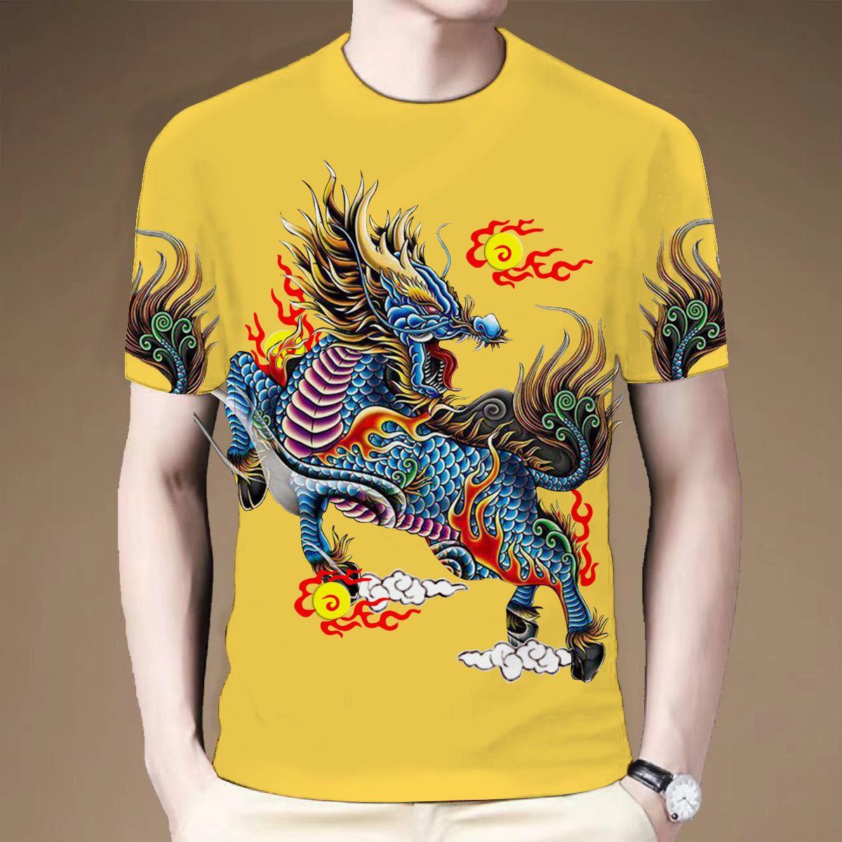 

Лето 2024 года, новые 3D-печатные футболки с коротким рукавом, взрывные, удобные и дорогие, серия Kirin для мужчин и женщин 6XL