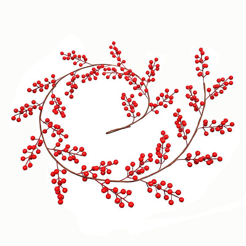 1.95m/72Heads Red Fruit Rattan Artificial Vine For Home Christmas Decoration Party Supplies Backdrop Wall Christmas Garland