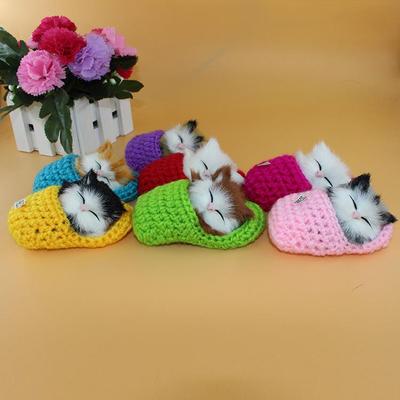 Cute Meowing Kitten Plush Toy Simulation Cat Ornament Slippers Doll
