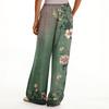 Damen Lockere Lässige Hose mit Blumenmuster, Weitem Bein, Elastischem Bund, Kordelzug und Taschen