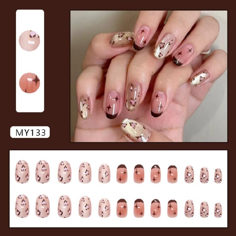 Short Almond Nail Tips Fake Nail Glues On Nail Stick On Nail Cats Eye Press On Nail Artificial False Nail for Women Girl