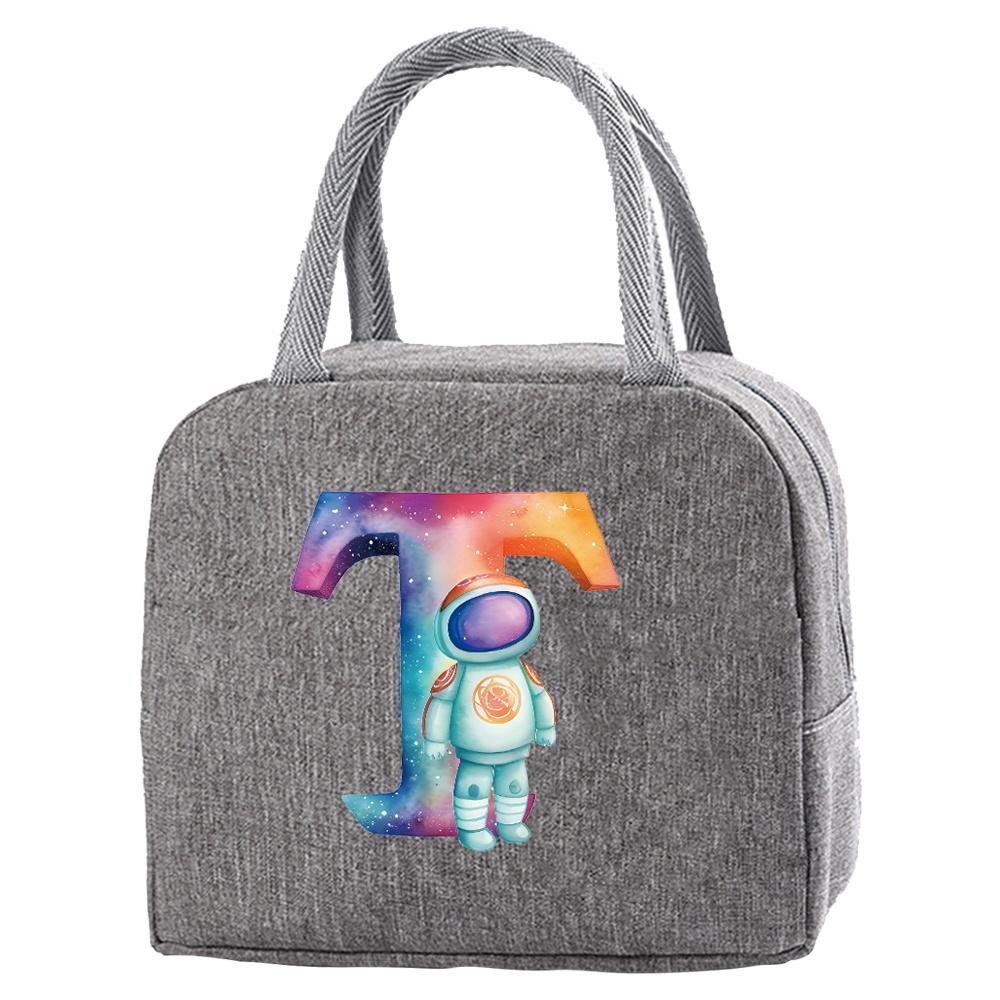 Travel Portable Food Thermal Insulated Children's Astronaut Letter Box Picnic Waterproof Oxford Zipper Breakfast Thermal Bag