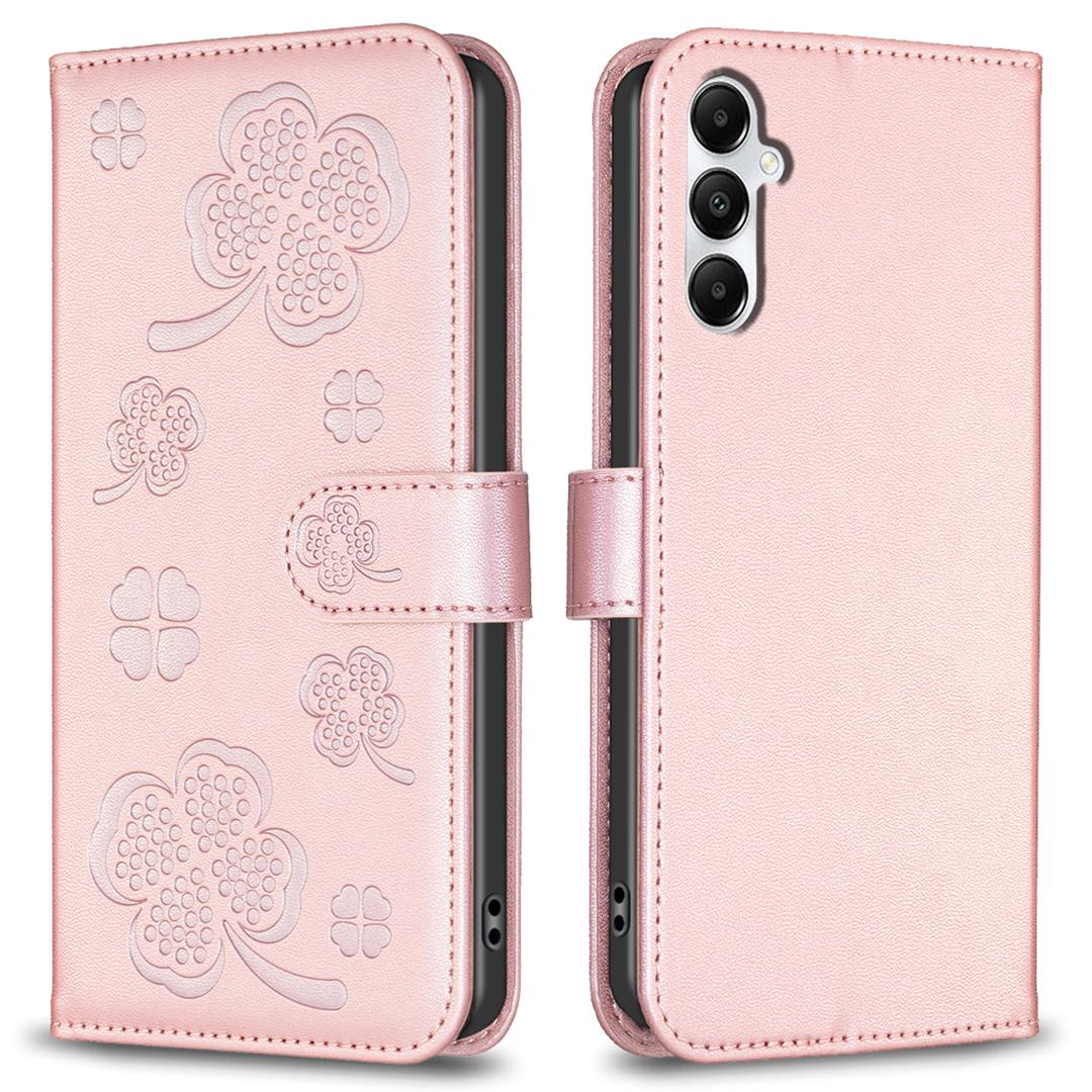 

For Samsung Galaxy A16 5G/A16 4G Case Clover Pattern Wallet Stand View Leather Phone Cover Pink