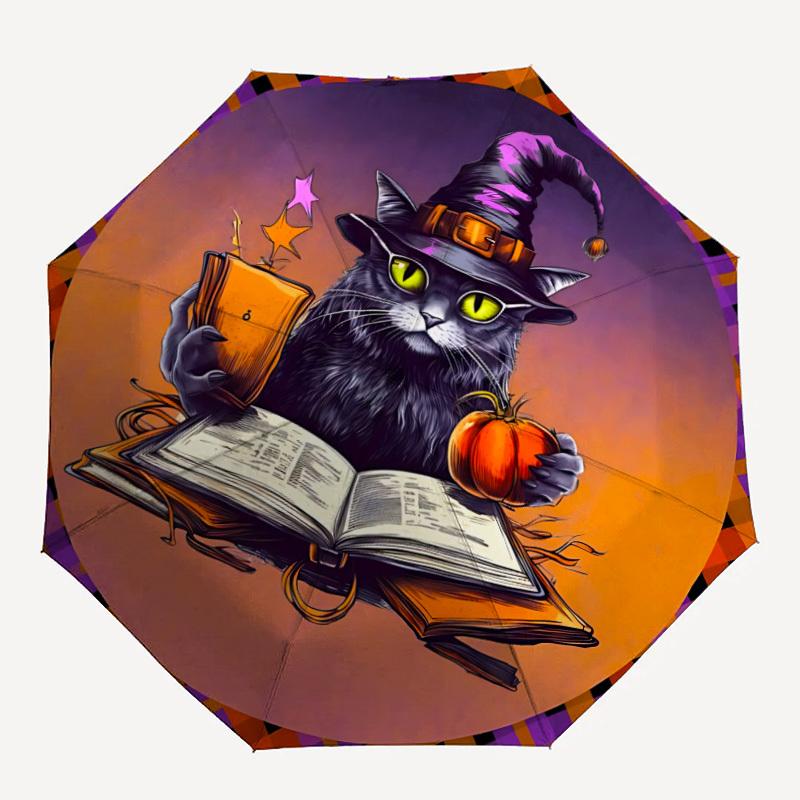 

1PC Halloween Cat Automatic Open/close Umbrella with 8-Rib Structure for Women/Men, All-Season Use - Fashion Lovers yy250919001
