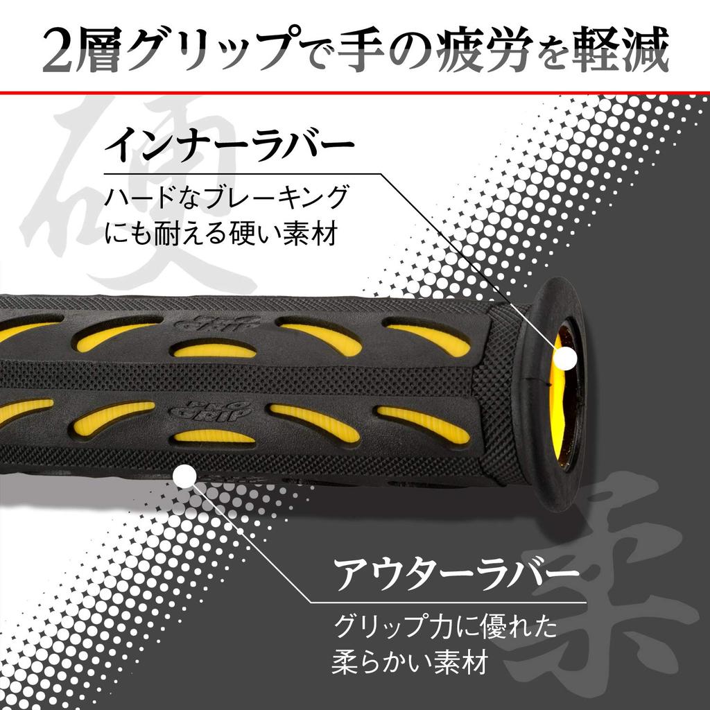 Daytona PROGRIP Motorcycle for Diameter 724 98066 Grips, 120mm, 22.2mm Handlebars, Anti-Vibration Gel, Type, Yellow,
