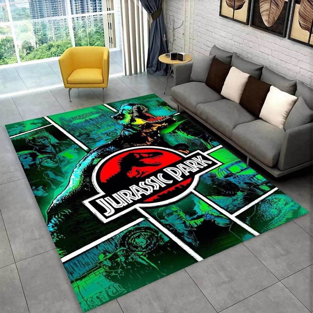 3D J-Jurassic Park Dinosaur Carpet Large Area Rug Bedroom Kids’ Playroom Floor Mat Non-Slip Living Room Decor Fun Sofa Accent