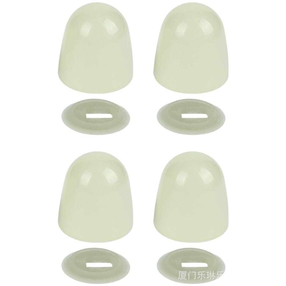 Set of 4 Toilet Bolt Covers with Glow in the Dark Night Light Plastic Push-on Screw for Toilet Bowl Hardware in Bathrooms