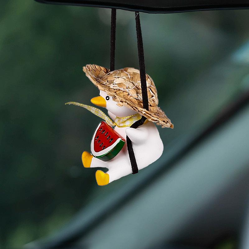 Trendy Swinging Duck Aromatherapy Car Pendant for Rearview Mirror