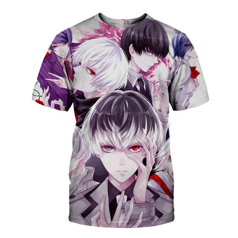 Men's Tokyo Ghost Loose Digital Printed 3D Round Neck Short Sleeved T-shirt