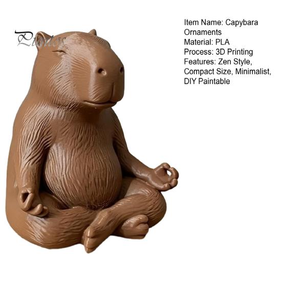Meditating Animal Sculpture Capybara Figurine, 3D Printed Yoga Statue, Zen Cute Statue Ornament for Home Office Shelf Decoration Relaxing Room