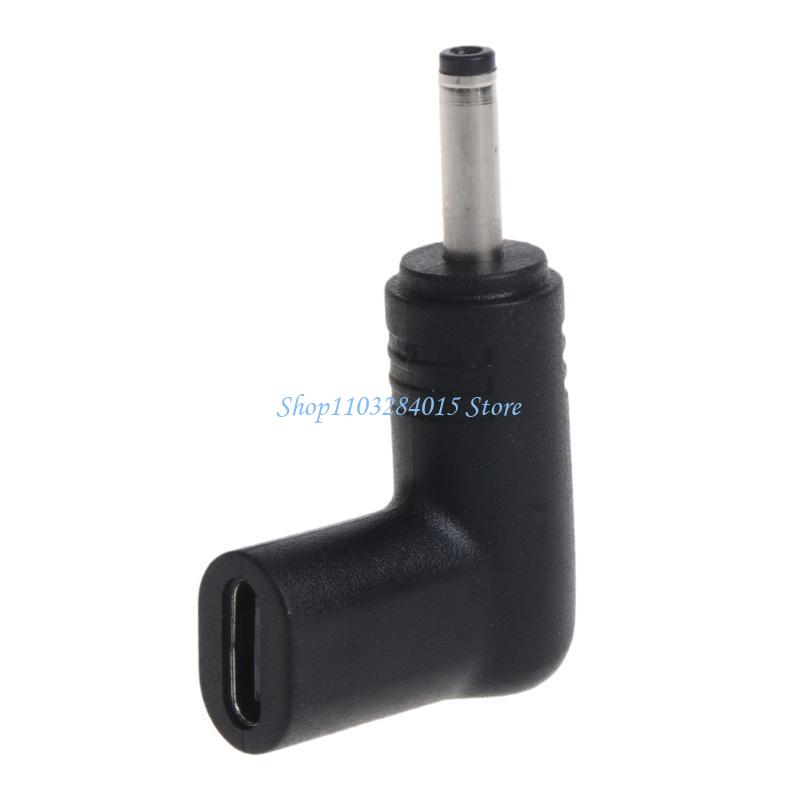 R6FF Type C Female Input to 3.5mm x1.35mm Power Charging Adapter 90 Degree Adapter