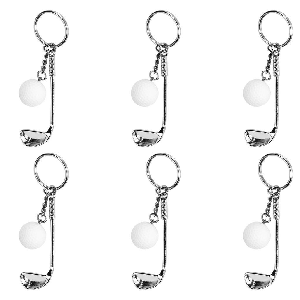 6 stk Golfkølle Ball Nøkkelring Mote Legering Nøkkelring Anheng Dekorasjon for Håndveske