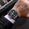 Mens Quartz Watch Large Dial Magnetic Clasp Rubber Strap Day Date Waterproof Wristwatches