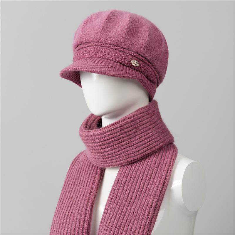 Kaninchenfell Strickwollmütze Kinder Herbst und Winter Vielseitig Winter Warm Kaltmütze Schirmmütze