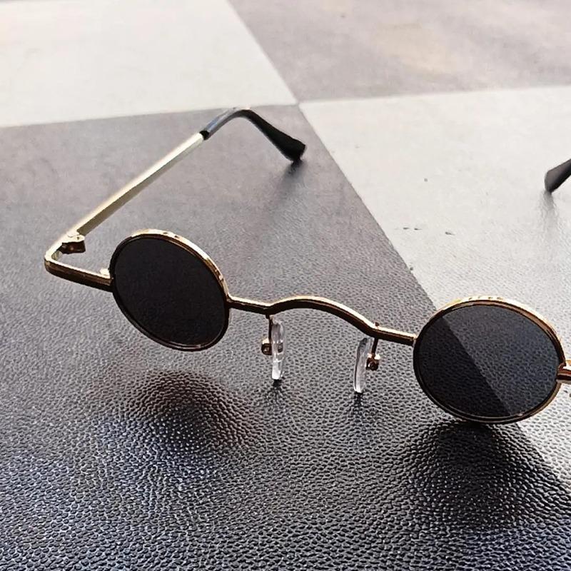 Round Punk Sunglasses With Extra Small Frames Funny Hip Hop Mini Glasses Party And Dance Accessories Women'S Trendy Streetwear