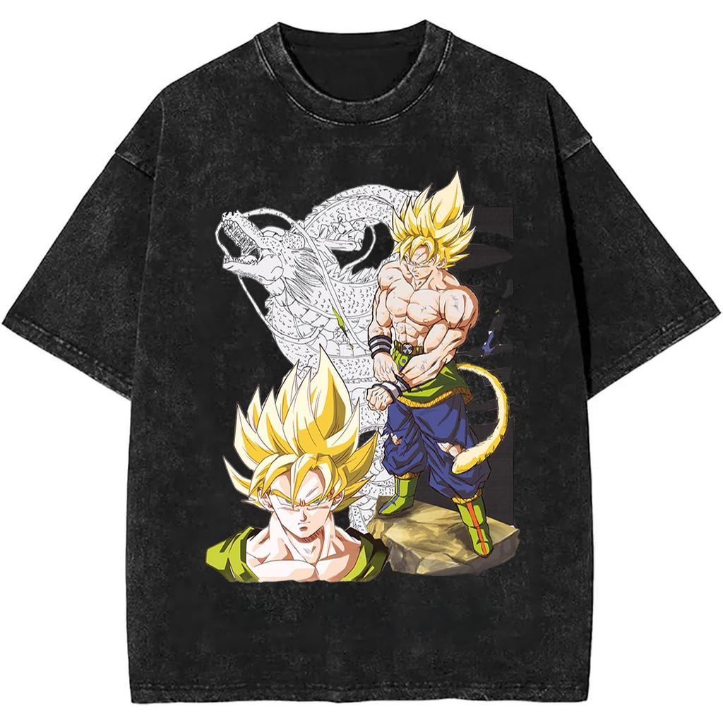 New  Dragon Ball Super Saiyan  Quality TShirt Men and Women Cotton Vintage Washed Print Retro Streetwear Sports Tops