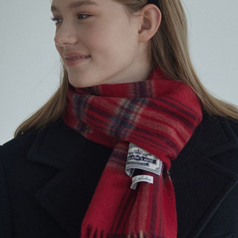 

NONLOCAL Daily Check Wool Muffler - Red Check Red Check_FREE