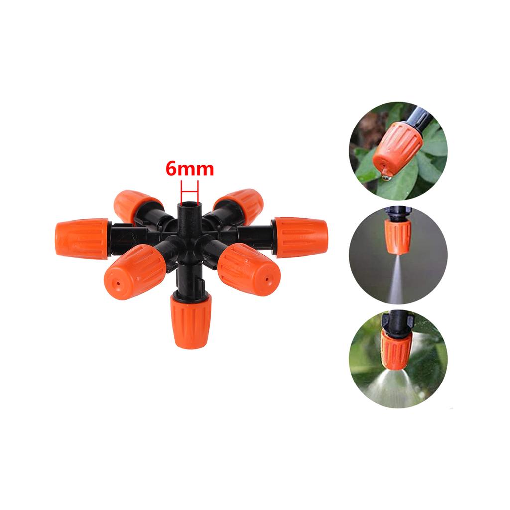 Orange Adjustable Atomizing Nozzle Kit 4/5/6/7-Heads Micro-Sprayer 4/7mm Hose Ground Rod Anti-drip Device Micro-Sprinkler 10Sets