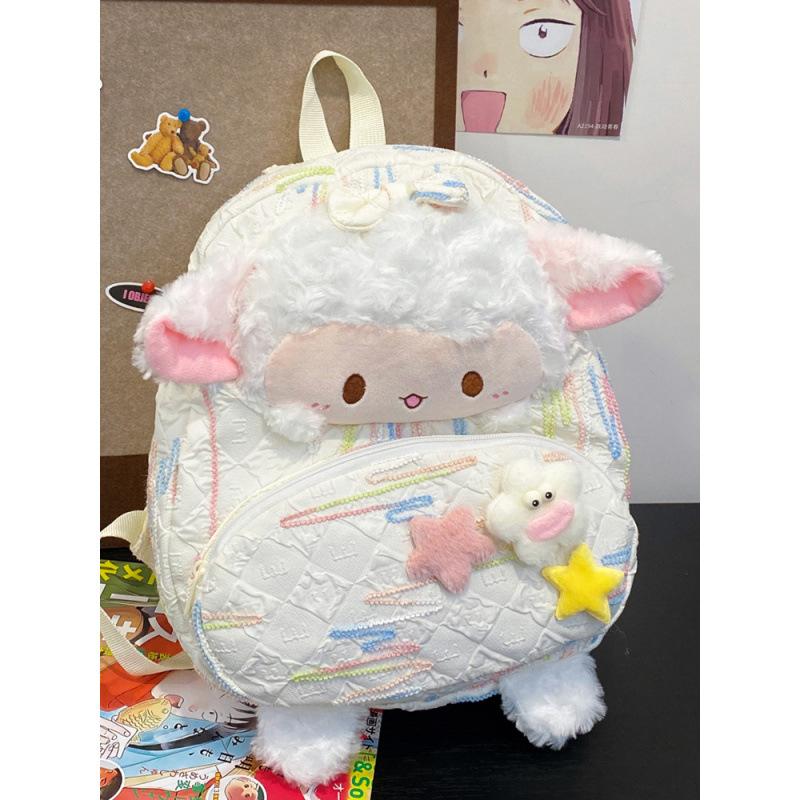 Schoolbag high value cute small wool fleece backpack winter new female college student schoolbag large capacity commuter backpack