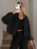 Fall Winter High Neck Zipper Drawstring Pocket Women Loose Baseball Jacket Coat
