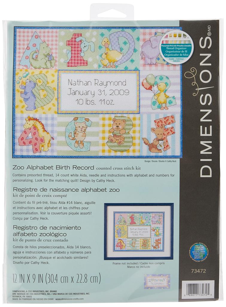 DIM Cross Stitch Kit Zoo Alphabet Birth Record (Birth Record/Zoo)