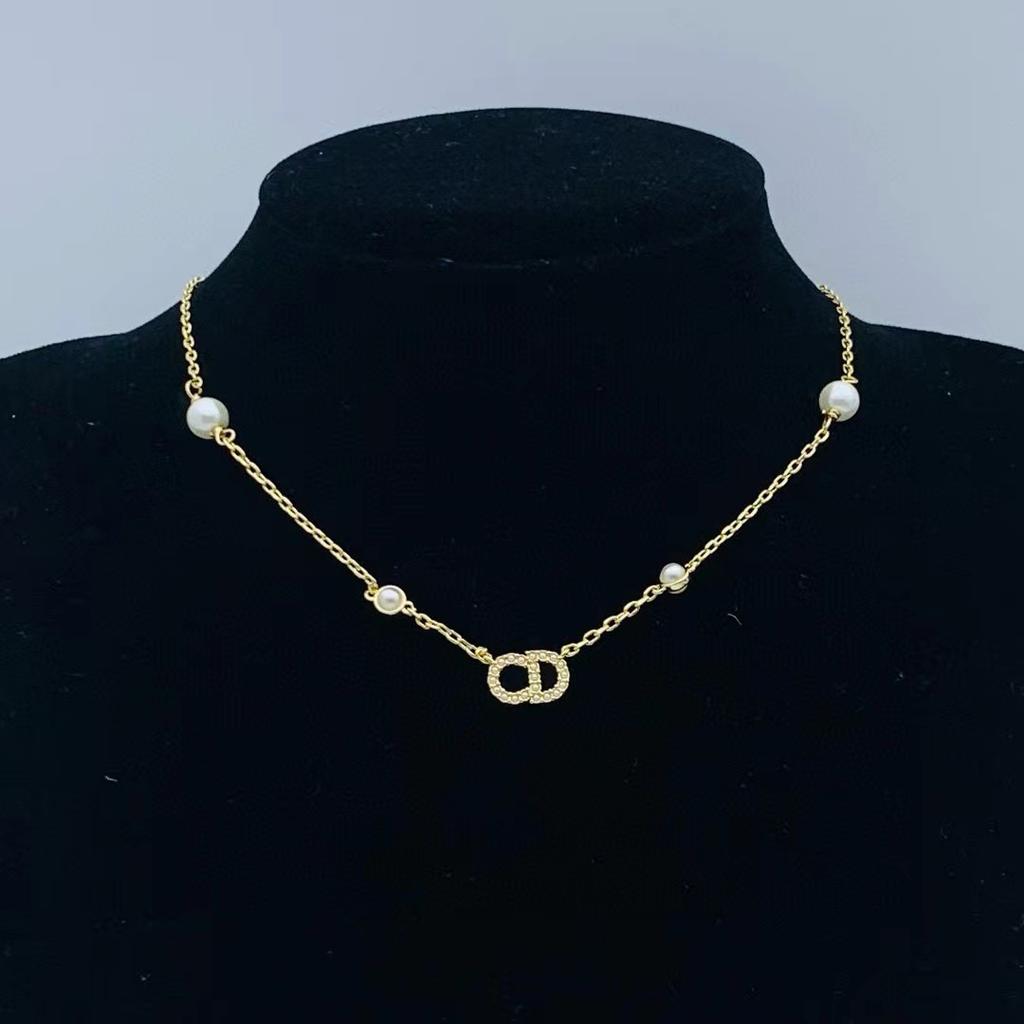 Pearl & Diamond Letter Necklace for Women