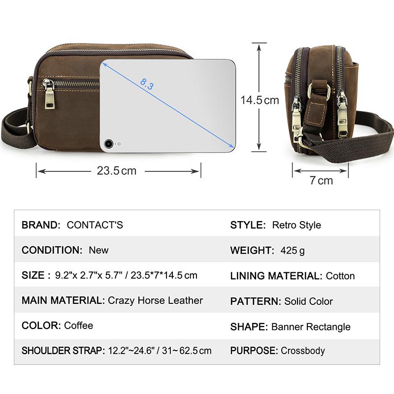 Contacts Sling Genuine Men Leather Shoulder Bags Retro Small Messenger Bags High Quality Male Crossbody Bags Handbags